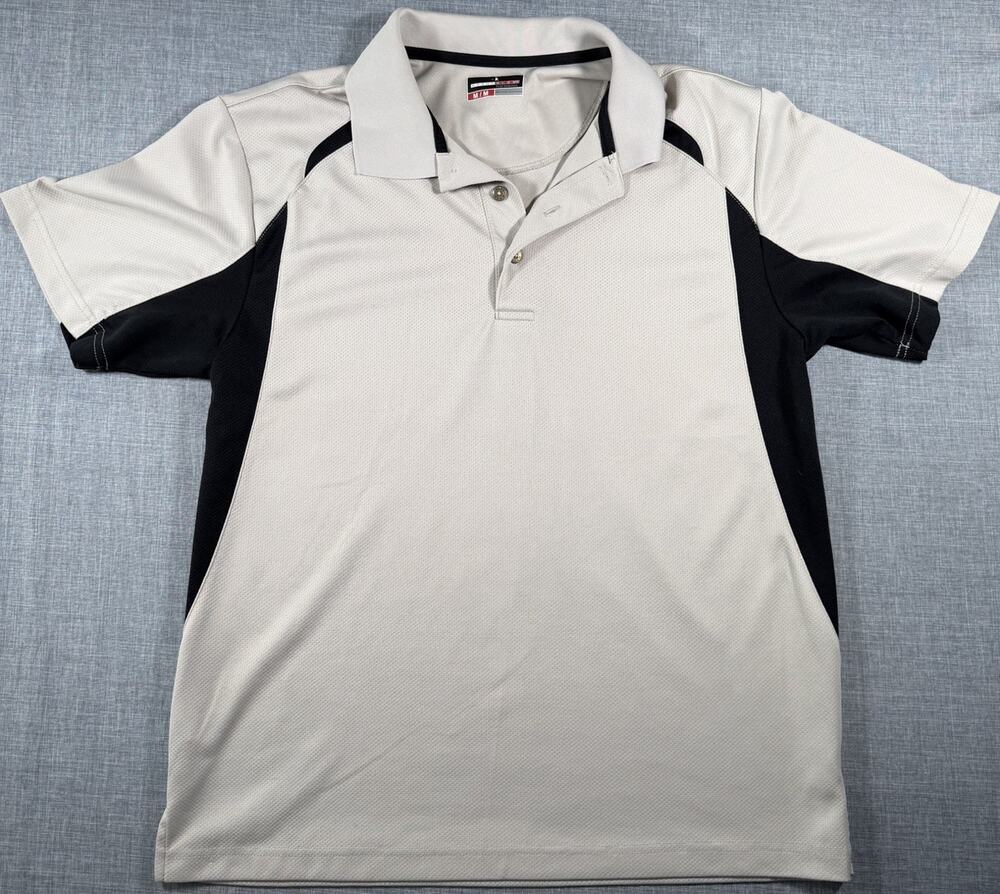 Men's Golf Shirt Gray Black Polo Shirt Size M by Grand Slam Performance